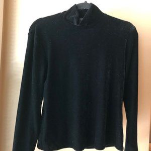 Banana Republic Black Velvet Long Sleeve Turtleneck Top